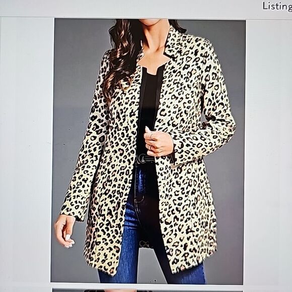 FloryDay Leopard Print Blazer Jacket L - Picture 1 of 11